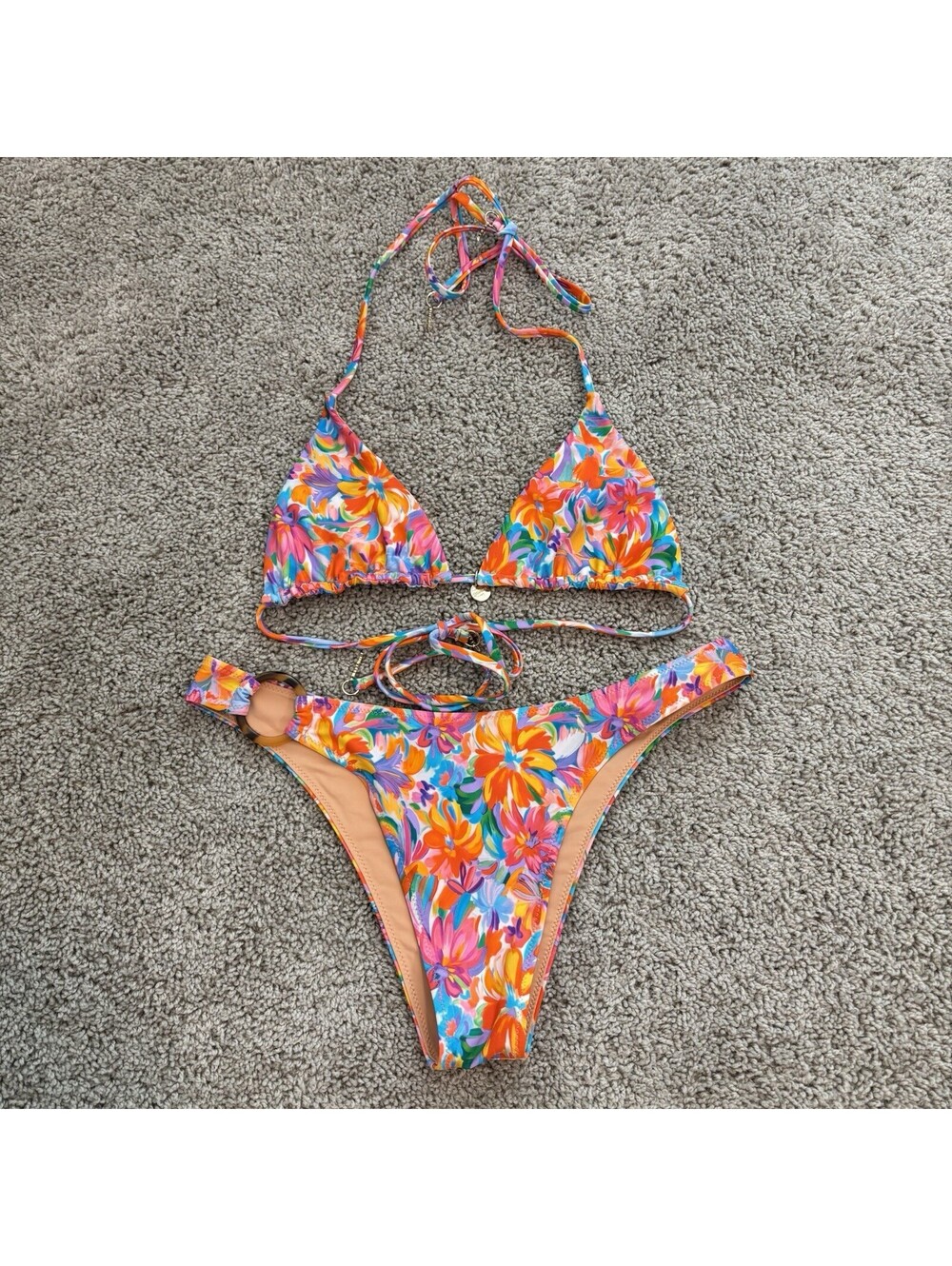 Blackbough Bikini Lana Side Ring Bottoms Size L Maddy Triangle Top Size M EUC